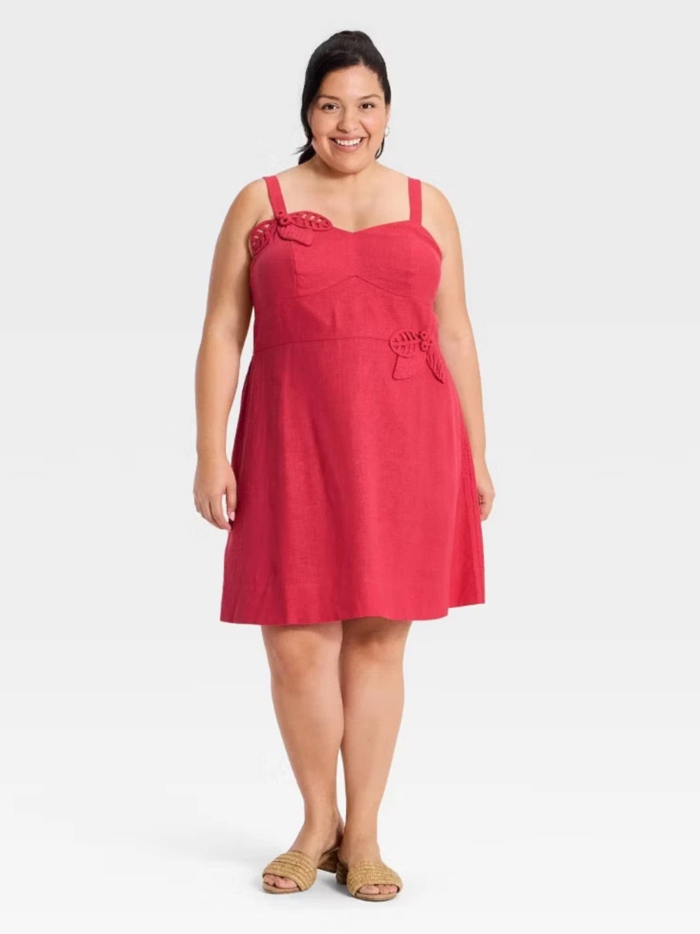 Ava & Viv Coral Sleeveless Sundress with Decorative Appliqué
